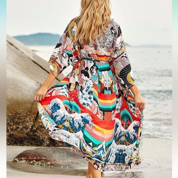 Boutique Other - Women's Chiffon Kimono Cardigan Dress Bikini Cover Up Long Beach Blouses